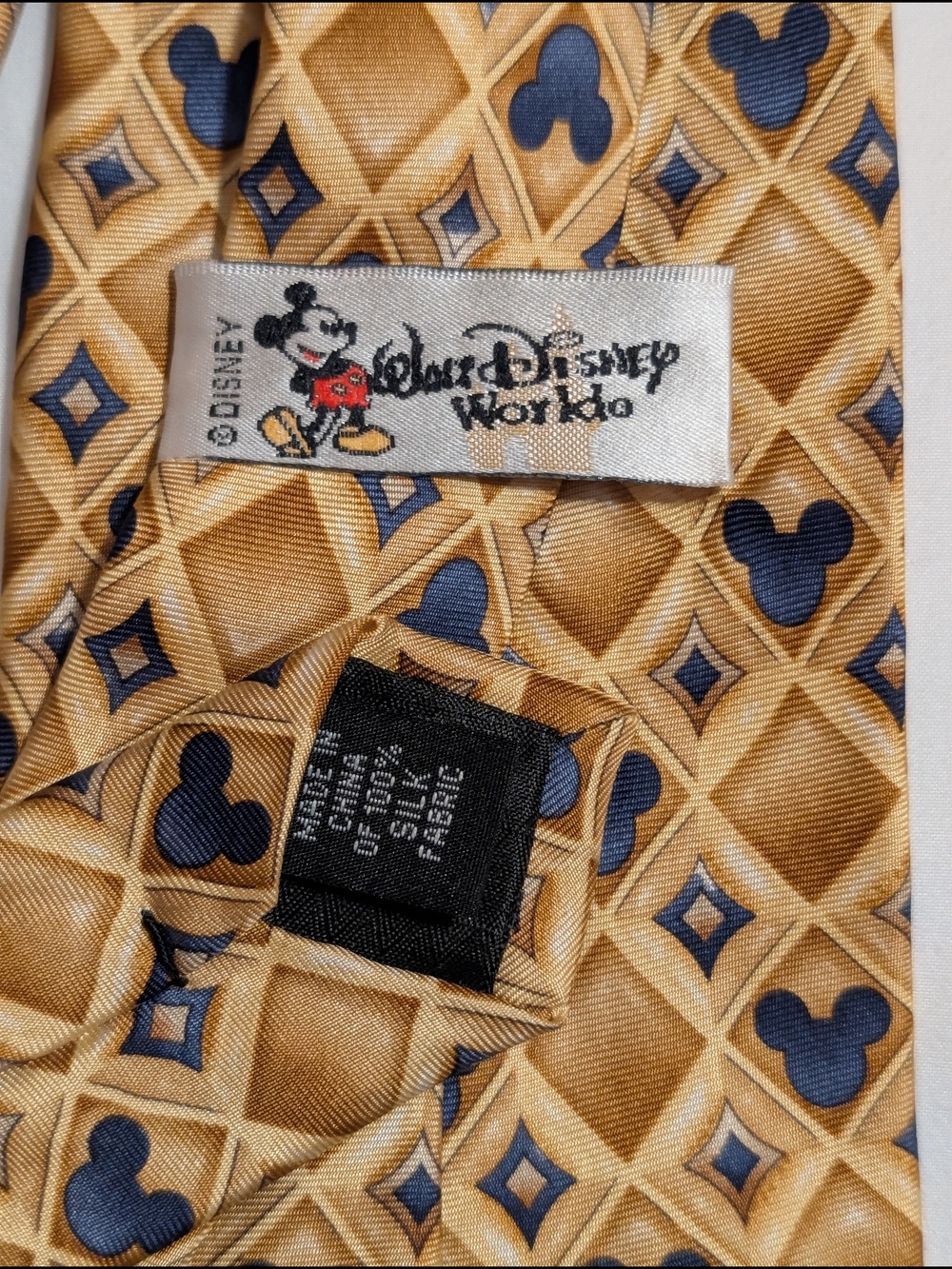 Disney Gold and Navy Mickey Mouse Patterned Tie